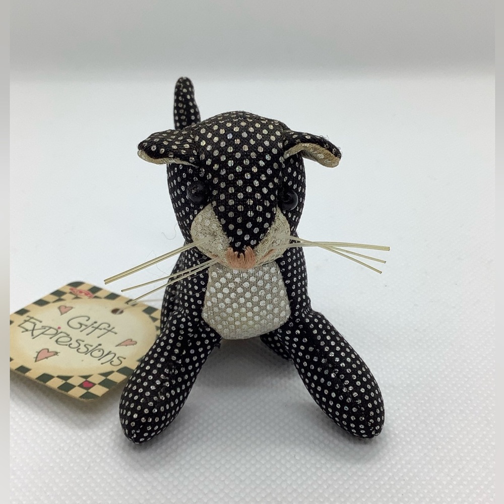 Gift Expessions Miniature Cat Metallic Polka Dot Stuffed Animal